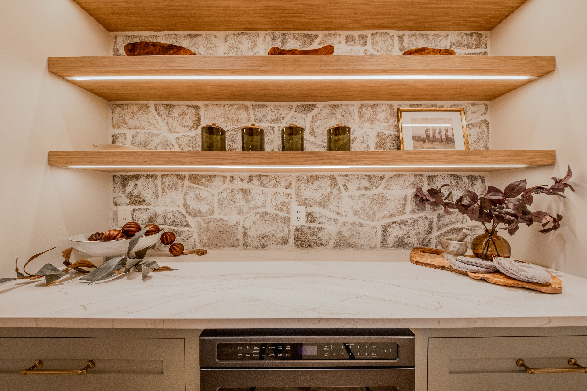 Custom bar detail with stone and tile