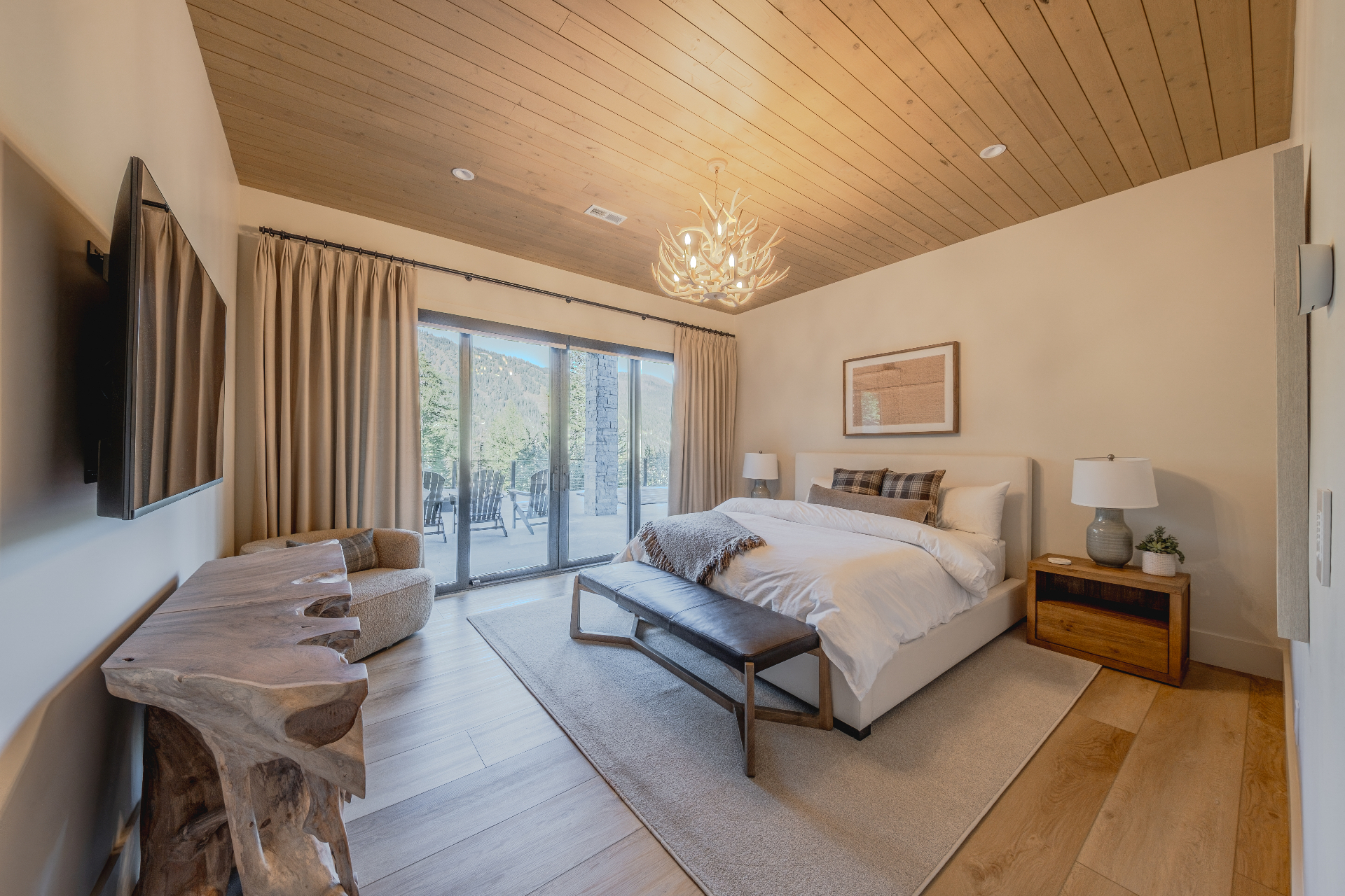 Elegant bedroom with hardwood floors