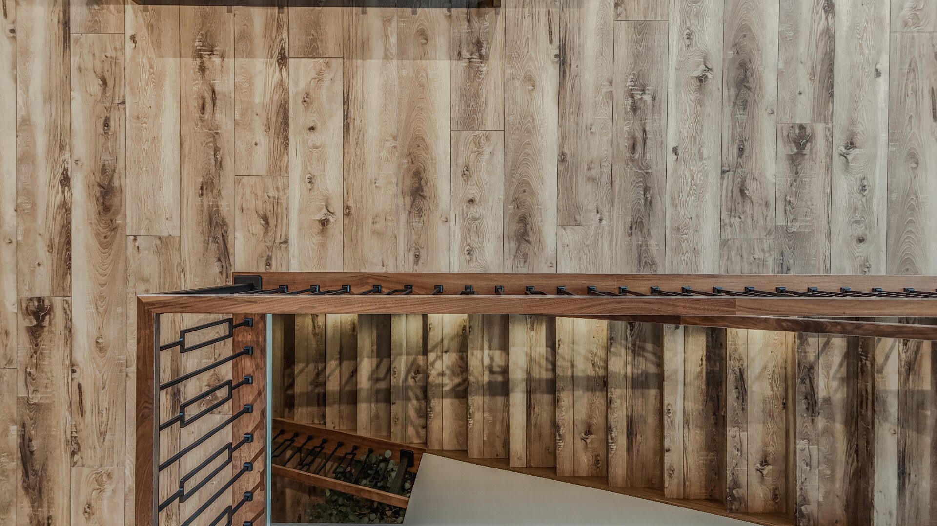 Staircase overhead view with hardwood
