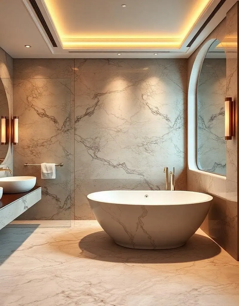 Project bathroom with surface materials