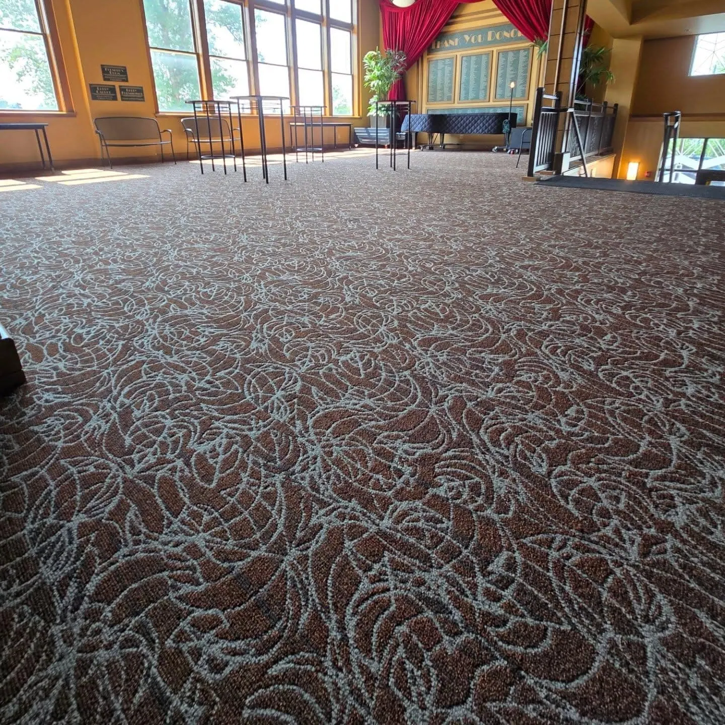 Whitefish Performing Arts Center interior detail with commercial carpet and hard-surface flooring